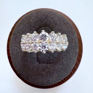 VTG AVON Sterling Silver 925 Cubic Zirconia Prong Set Statement Ring Size 8.25